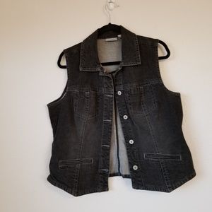Chico's Platinum Black Denim Vest Stretchy